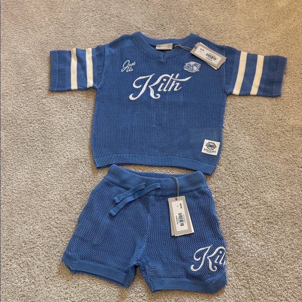 Kith Blue and White Knit Baby Set